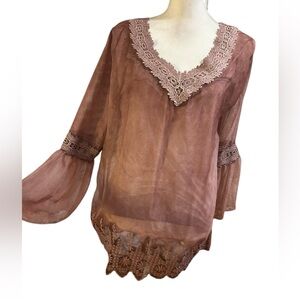 Coco + Carmen Maroon Boho Top